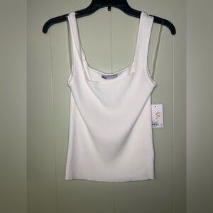 Women's White Ribbed Tank Top